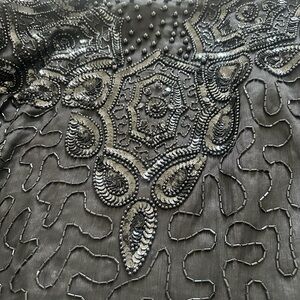 Elegant Black Beaded Fabric